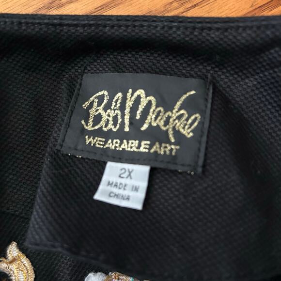 Designer Bob Mackie Wearable Art Embroidered Elephant Jacket 2X Black - Picture 3 of 7